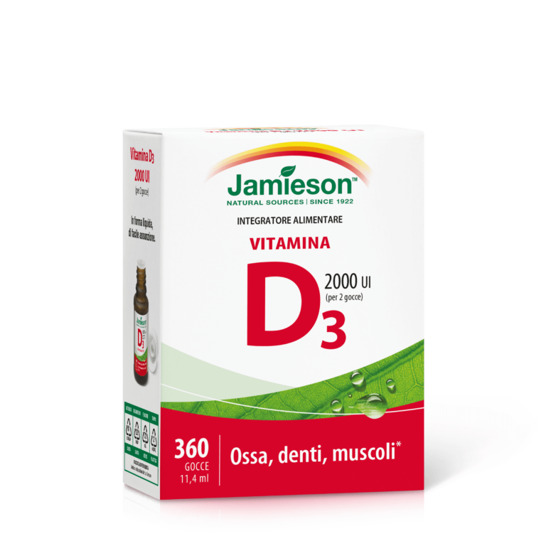 Jamieson Vitamina D3 2000 UI 360 Gocce per Ossa Denti e Muscoli