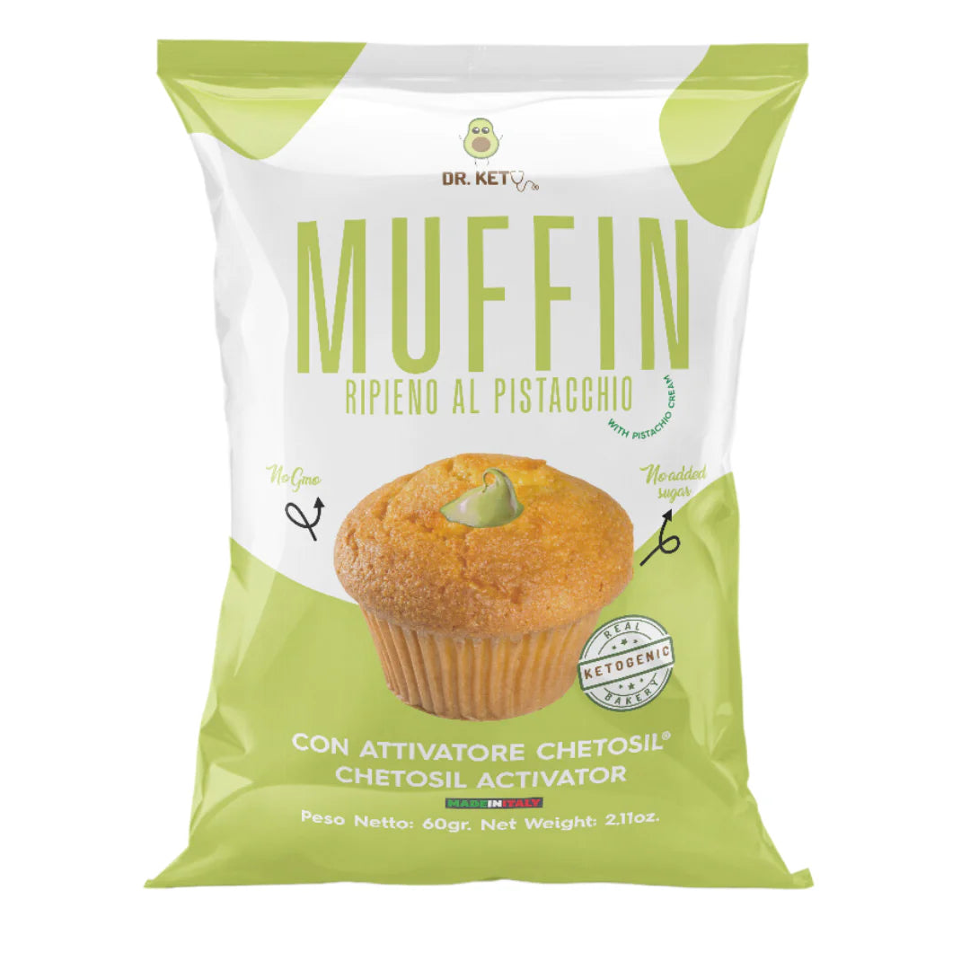 Dr Keto Muffin 60g Ripieno Crema al Pistacchio per Colazione e Snack Keto