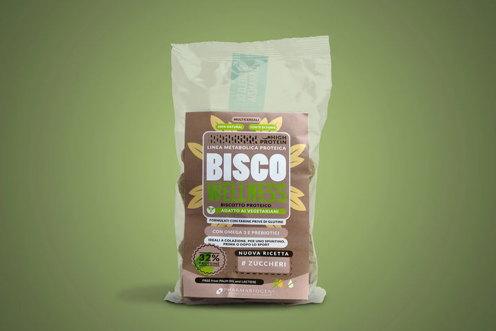 Pharmabiogen Bisco Wellness 200g Multicereali Biscotti Proteici Con Omega 3 e Prebiotici per Colazione