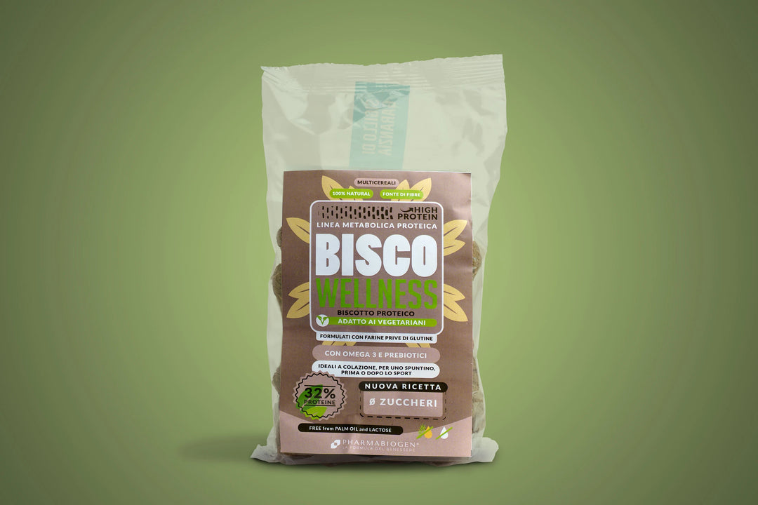 Pharmabiogen Bisco Wellness 200g Multicereali Biscotti Proteici Con Omega 3 e Prebiotici per Colazione