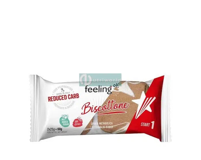 Feeling Ok Biscottone Start 50g Cacao Biscotto Zero per Colazione o Snack-NutriWorld.it