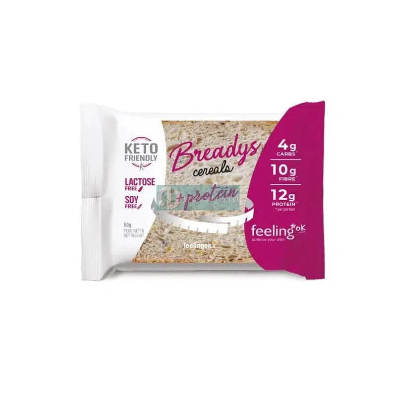 Feeling Ok Breadys Cereals 50g Fette di Pane Keto Monoporzione per Pranzo Cena e Snack-NutriWorld.it