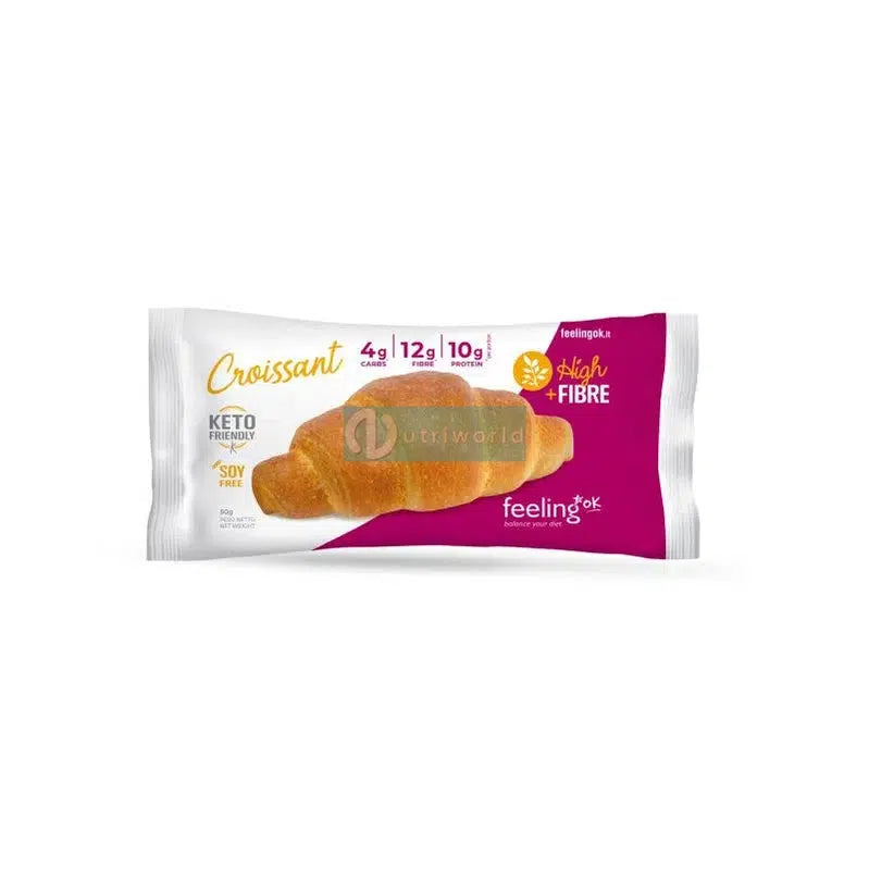 Feeling Ok Croissant Optimize + Fibre 50 g Cornetto Proteico Integrale per Colazione e Snack Keto-NutriWorld.it