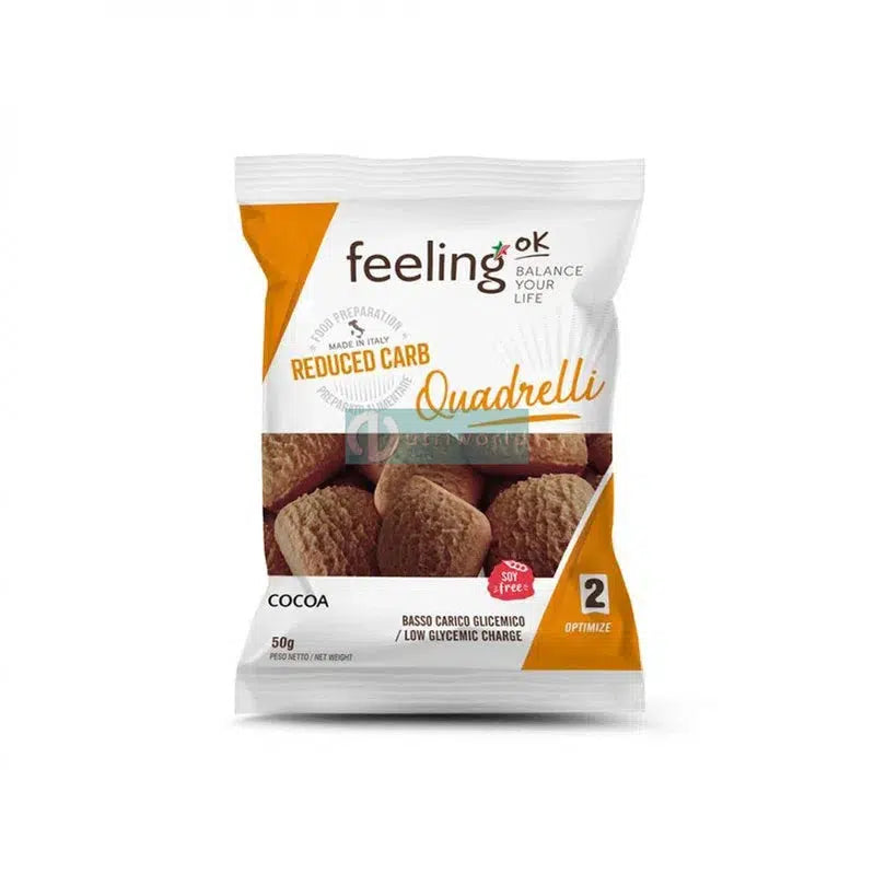 Feeling Ok Quadrelli Optimize 50 g Cacao Biscottini da Colazione e Caffè-NutriWorld.it