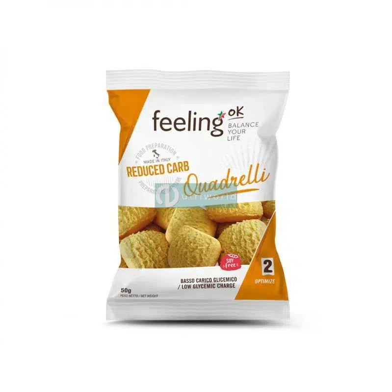 Feeling Ok Quadrelli Optimize 50 g Cocco Biscottini Keto da Colazione e Caffè-NutriWorld.it