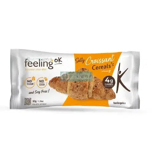 Feeling Ok Salty Croissant Cereals Optimize 50 g Cornetto Salato ai Cereali per Colazione e Aperitivo Keto-NutriWorld.it