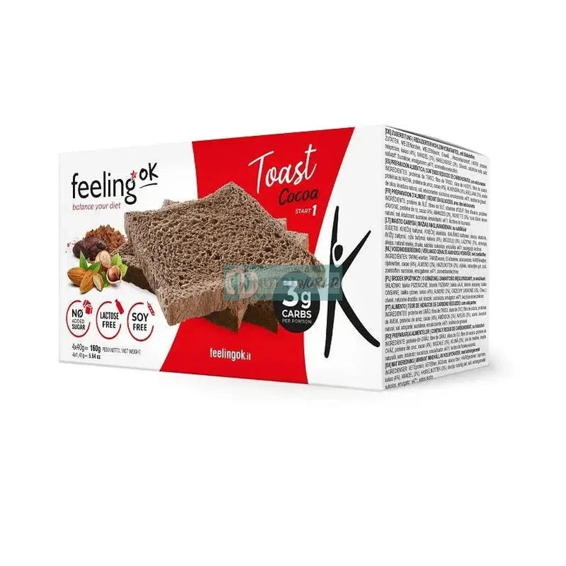 Feeling Ok Toast Start 160 g Cacao Fette Biscottate Zero per Colazione e Spuntino Keto-NutriWorld.it