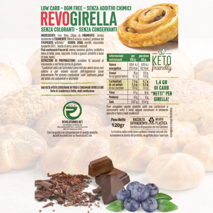 Revolution03 Revogirella Keto 2x60g Low Carb per Colazione o Snack Keto
