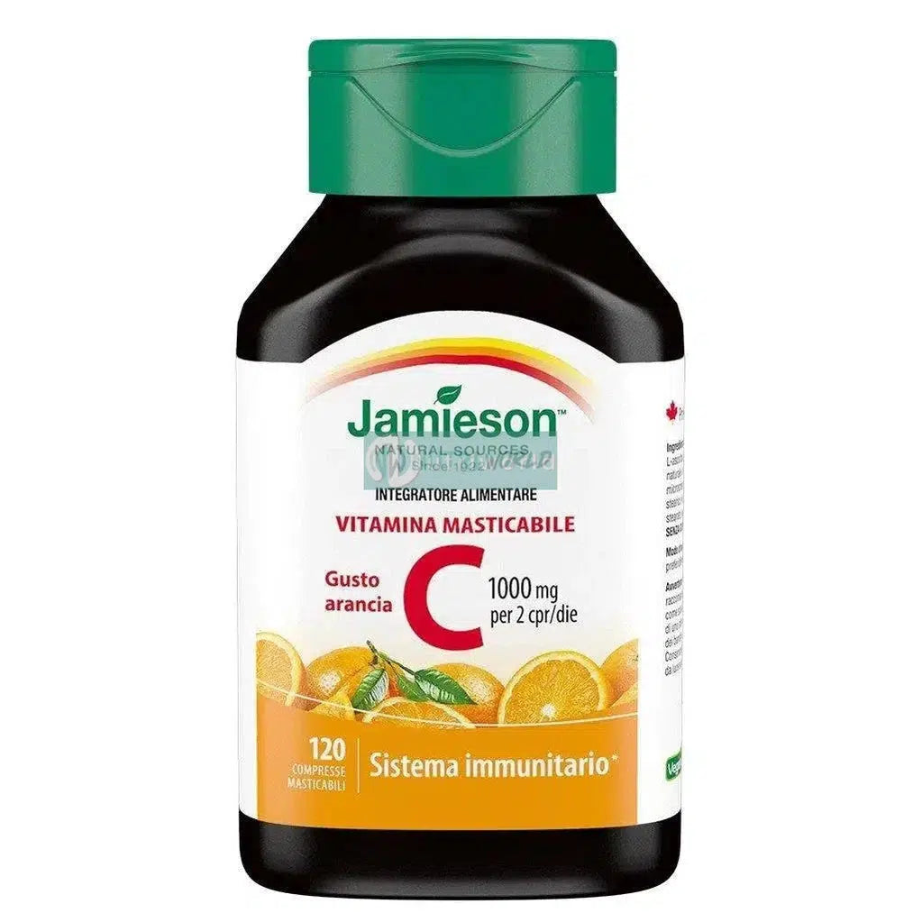 Jamieson Vitamina C 1000 Masticabile 120 Compresse Arancia per Energia e Difese Naturali-NutriWorld.it