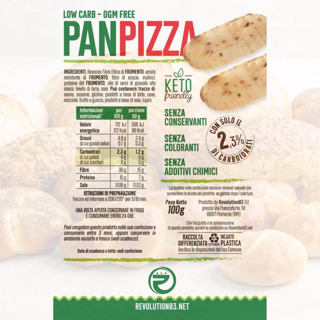 Revolution03 PanPizza Keto 2x50g Pizza Low Carb Keto per Pranzi o Cene