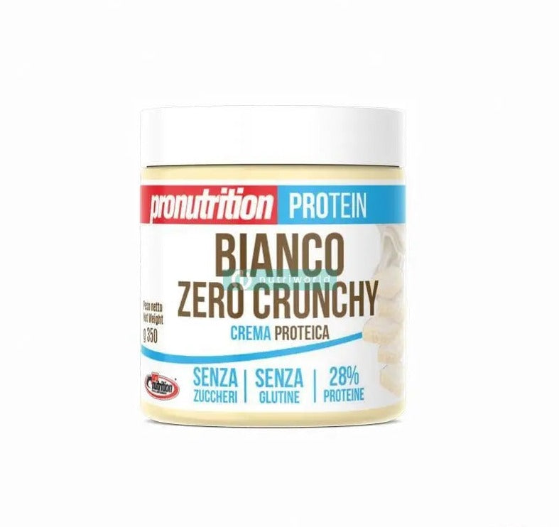 Pronutrition Crema Proteica 350 g Bianco Zero Crunchy Cioccobianco Spalmabile Cioccolato Bianco Senza Zuccheri per Colazione e Snack Pronutrition