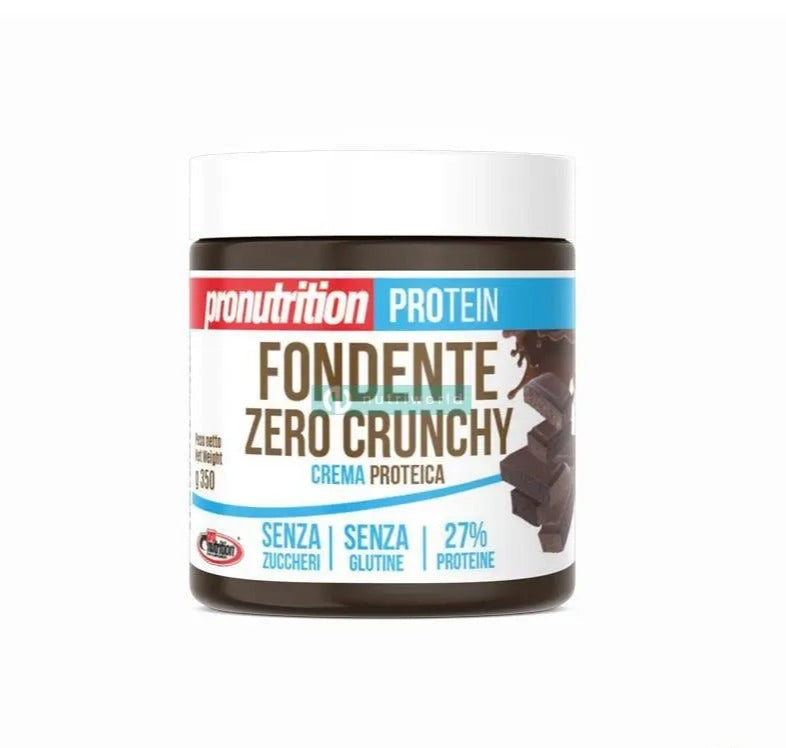 Pronutrition Crema Proteica 350 g Fondente Zero Crunchy Spalmabile Cioccolato Fondente Senza Zuccheri per Colazione e Snack Pronutrition