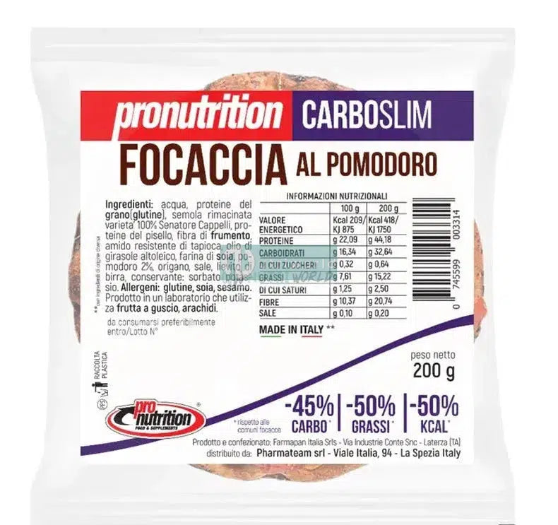 Pronutrition Focaccia Low Carb 200 g Pomodoro Senatore Cappelli per Pranzo Cena e Snack-NutriWorld.it