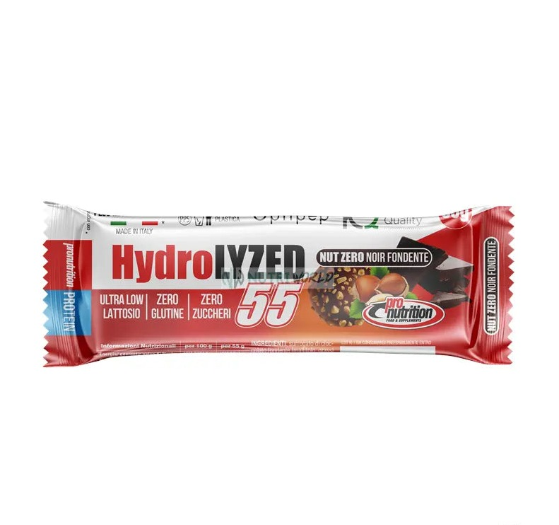 Pronutrition Hydrolyzed 55 55g Nut Zero Noir Barretta Proteica Idrolizzata DH4 Snack Pre-Workout Post-Workout