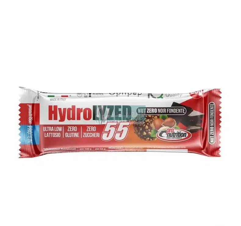 Pronutrition Hydrolyzed 55 55g Nut Zero Noir Barretta Proteica Idrolizzata DH4 Snack Pre-Workout Post-Workout-NutriWorld.it
