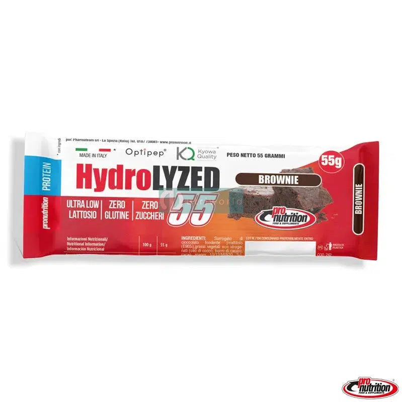 Pronutrition Hydrolyzed 55 Brownie 55g Barretta Proteica Idrolizzata DH4 Snack Pre-Workout Post-Workout-NutriWorld.it