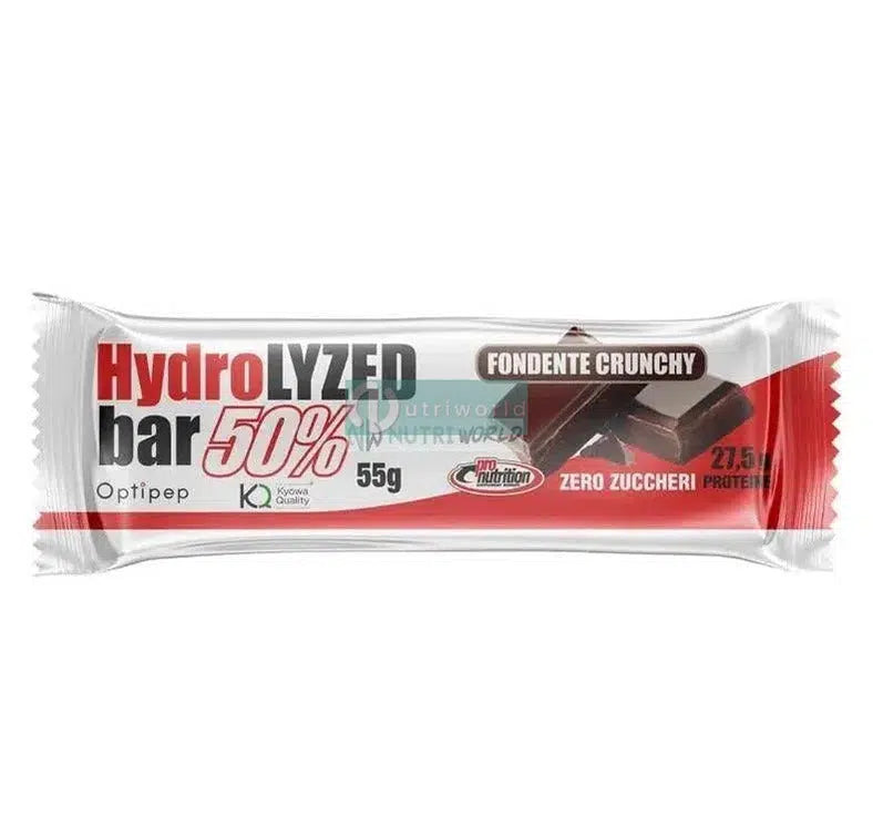 Pronutrition Hydrolyzed 55 Fondente Crunchy 55g Barretta Croccante Proteica Idrolizzata DH4 Snack Pre-Workout Post-Workout-NutriWorld.it