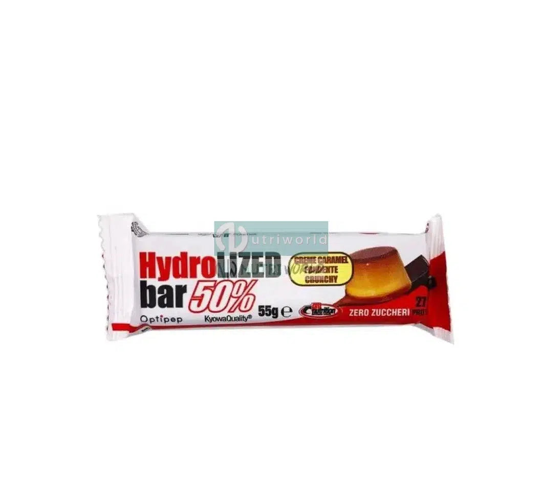 Pronutrition Hydrolyzed Bar 55 55g Fondente Creme Caramel Barretta Proteica Idrolizzata DH4 Snack Pre-Workout Post-Workout-NutriWorld.it