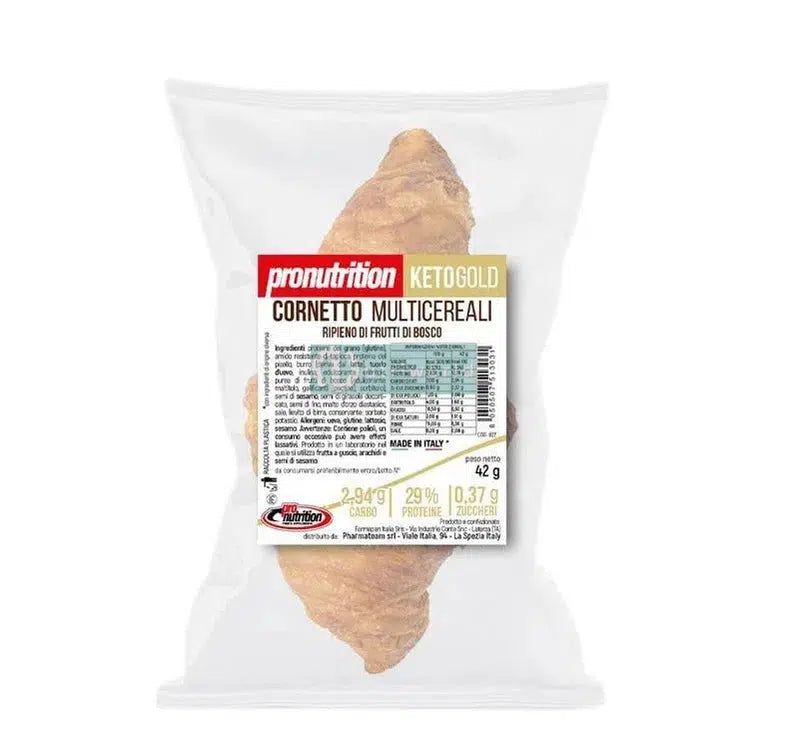 Pronutrition Mini Cornetto Keto No Carbo 42 g Frutti di Bosco Multicereali Ripieno Senza Zuccheri per Colazione Zero-NutriWorld.it