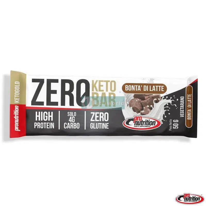 Pronutrition Zero Keto Bar 50g Bonta' di Latte Barretta Proteica Pasto Sostitutivo Snack-NutriWorld.it