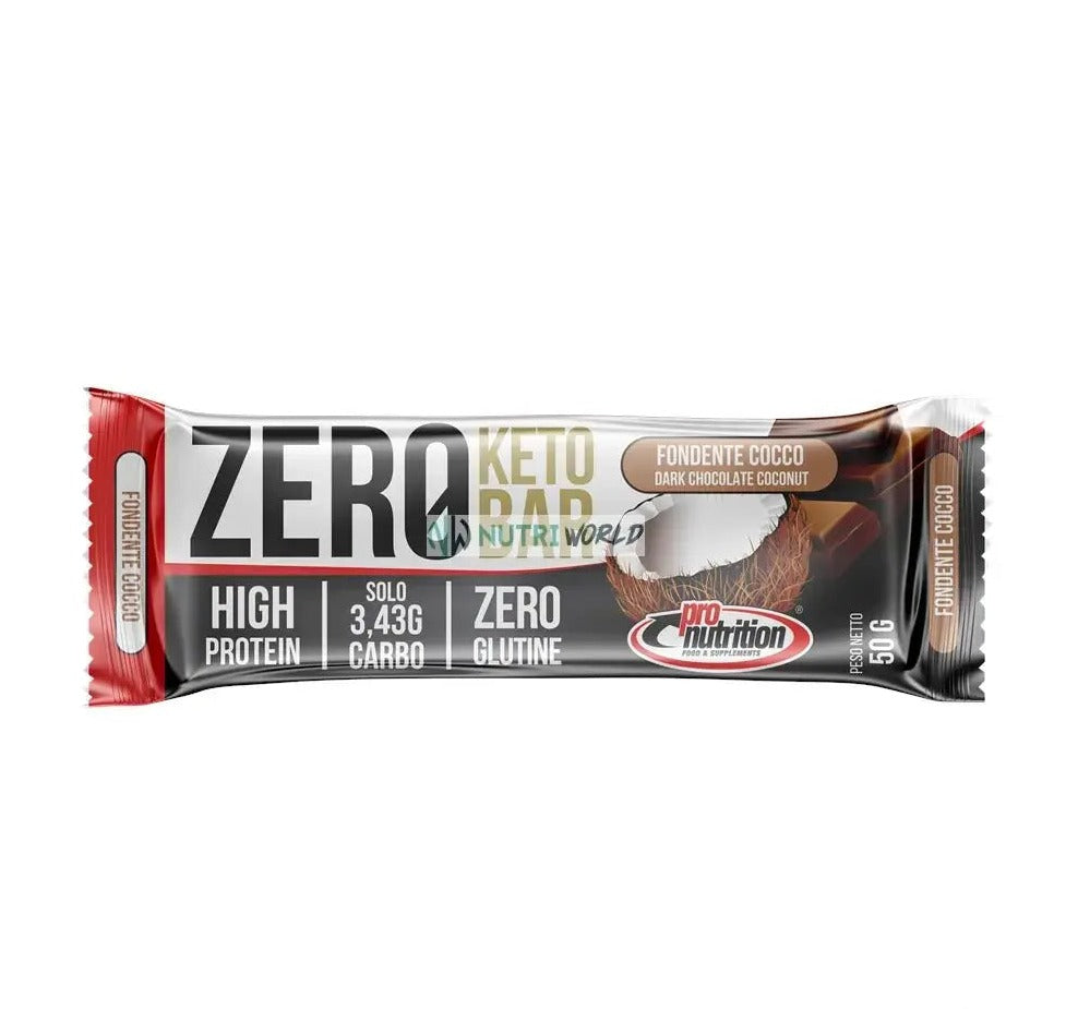 Pronutrition Zero Keto Bar 50g Fondente Cocco Barretta Proteica Spuntino Zero