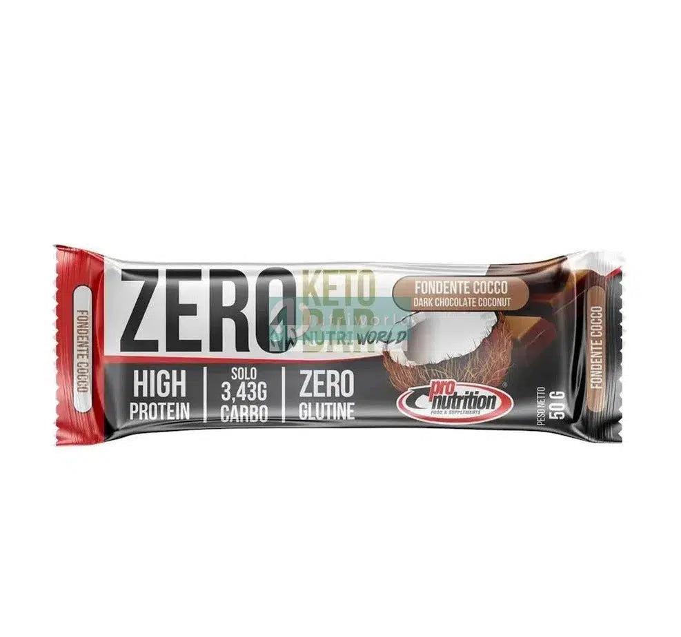 Pronutrition Zero Keto Bar 50g Fondente Cocco Barretta Proteica Spuntino Zero-NutriWorld.it