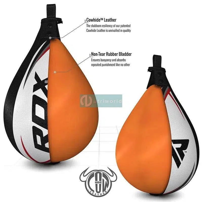 Rdx Speed Ball Leather Multi White/Red-NutriWorld.it