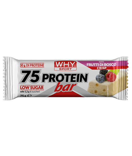 Why Sport 75 Protein Bar 75g Frutti di Bosco Crisp Barretta Proteica Ridotti Zuccheri Why Sport