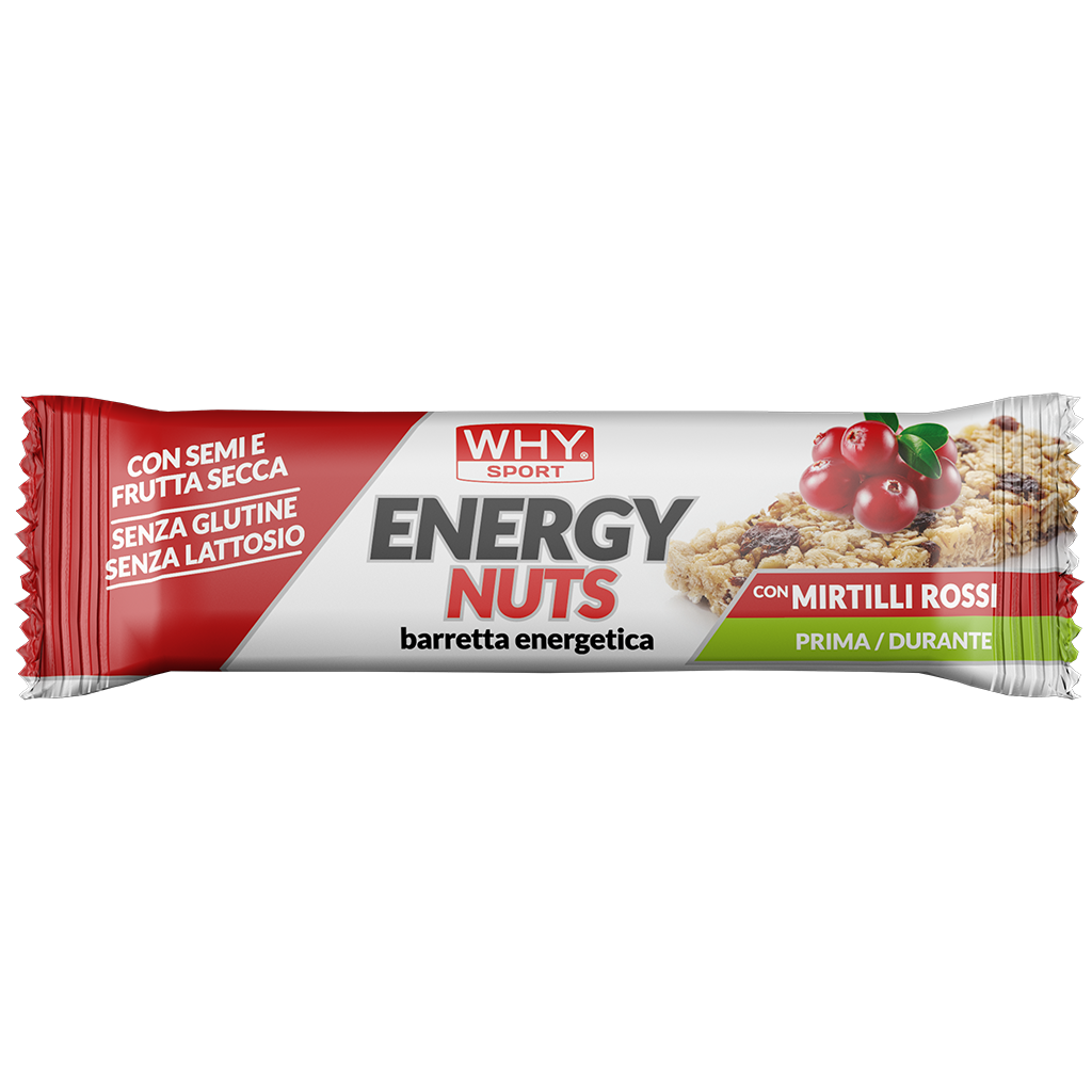 Why Sport Energy Nuts 35g Mirtilli Rossi Barretta Energetica Vegana con Semi e Frutta Secca per Energia e Recupero Why Sport