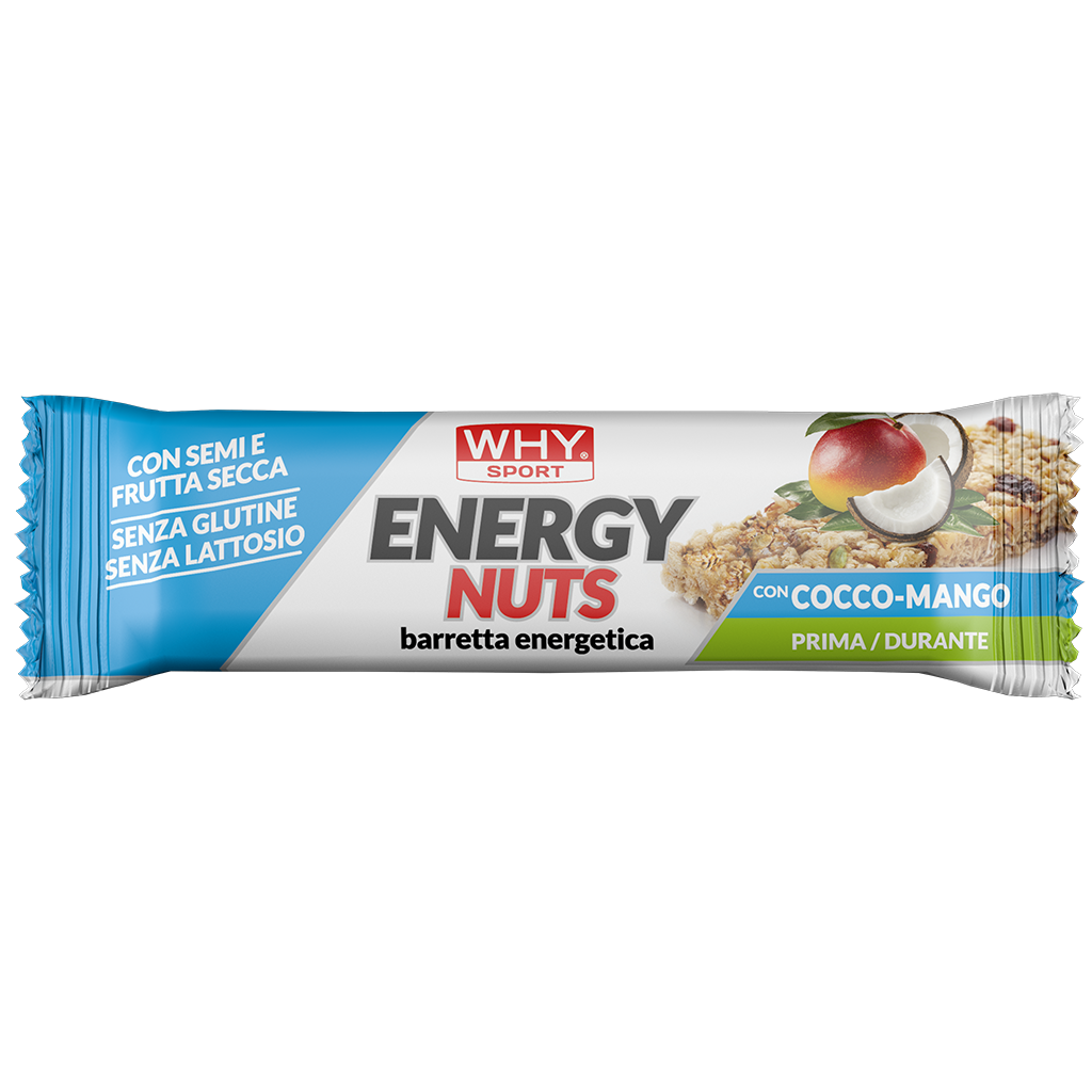 Why Sport Energy Nuts 35g Cocco Mango Barretta Energetica Vegana con Semi e Frutta Secca per Energia e Recupero - NutriWorld.it