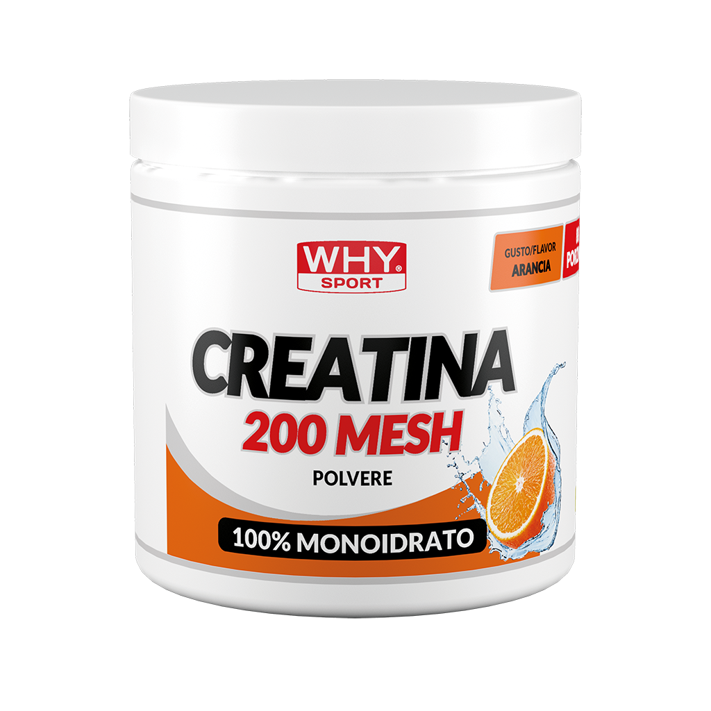 Why Sport Creatina 200 Mesh 300g Arancia in Polvere per Energia Recupero e Massa