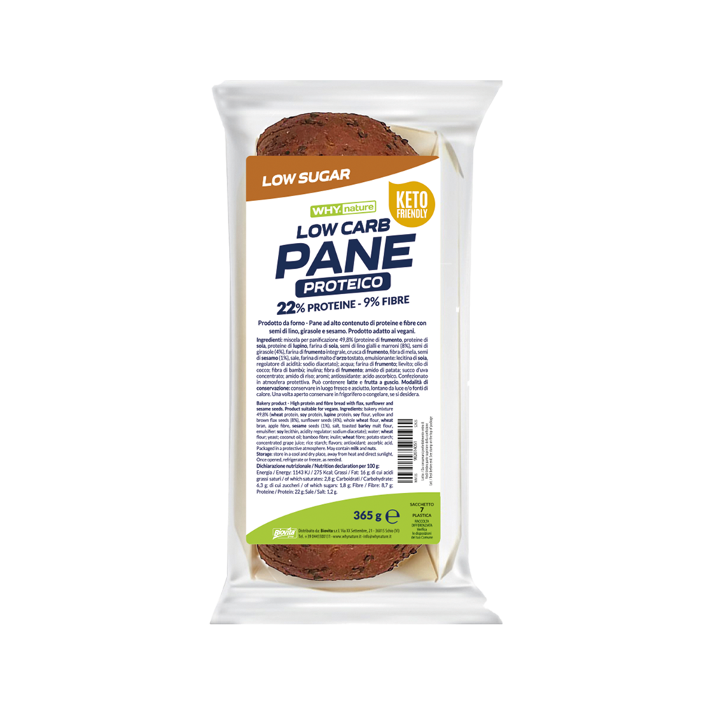 Why Nature Pane Proteico Low Carb 365g con semi di lino, girasole e sesamo Low Sugar per Pranzo o Cena