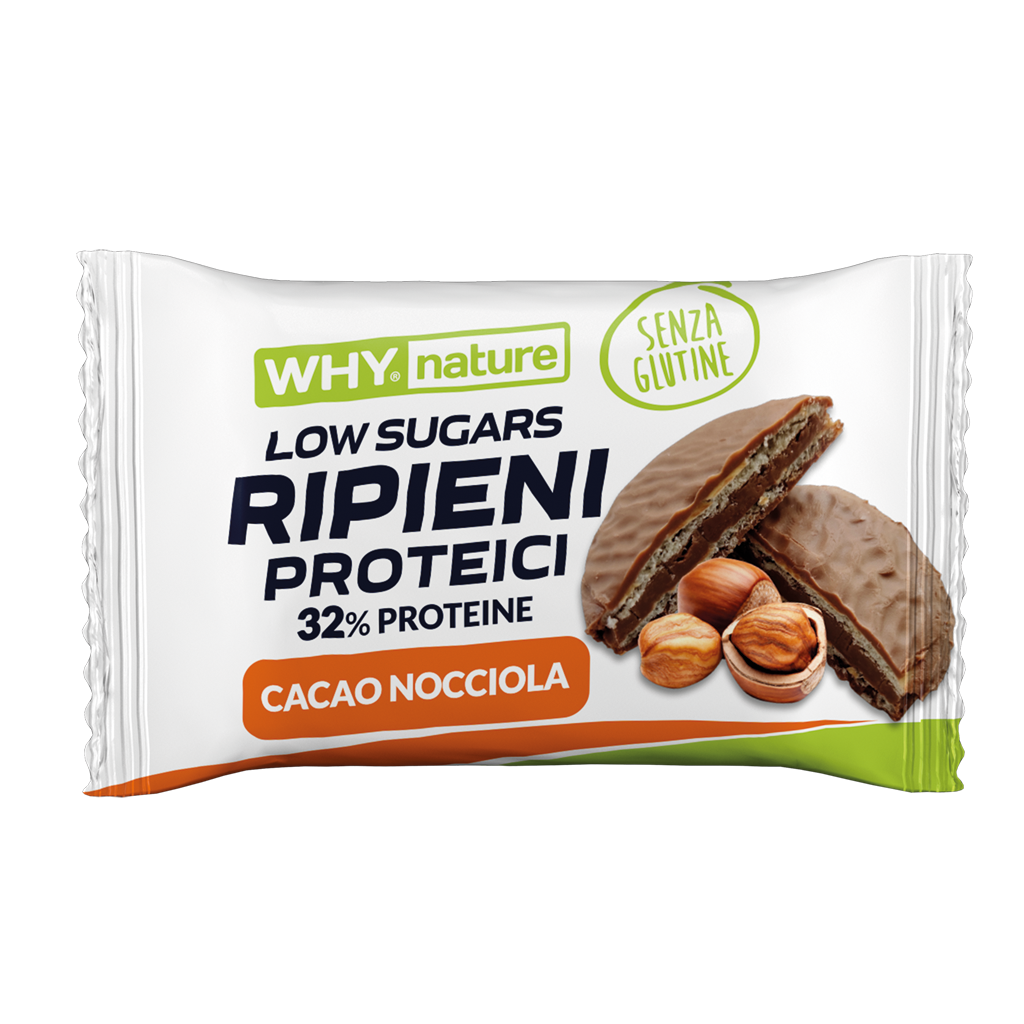 Why Nature Ripieni Proteici 17g Cacao Nocciola Biscotto Proteico Low Carb Low Sugar Senza Glutine