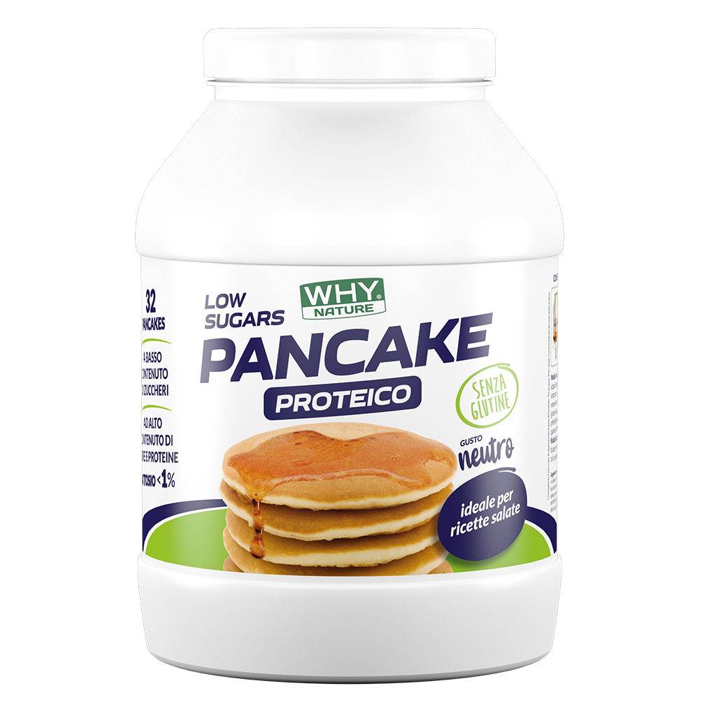 Why Nature Pancake Proteico Low Sugars 800 g Neutro in Polvere Senza Glutine per Colazione e Spuntino