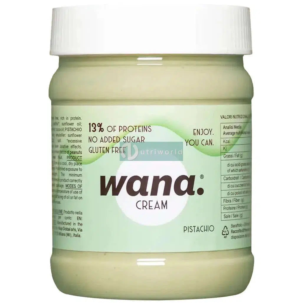 Wana Cream 250g Pistacchio Crema Spalmabile Proteica Zero Keto per Colazione o Spuntino-NutriWorld.it