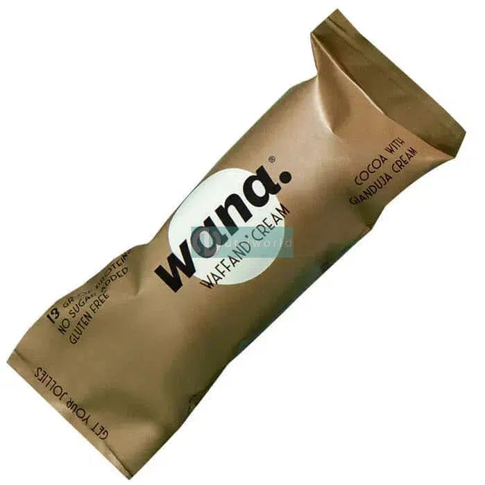 Wana Waffand' Cream 43g Chocolate Gianduja Cioccolato Gianduia Barretta Proteica Wafer Zero Snack Keto-NutriWorld.it