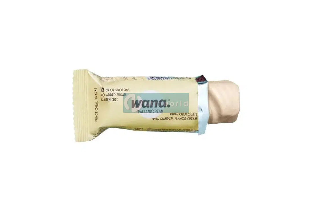 Wana Waffand' Cream 43g White Chocolate Gianduja Cioccolato Bianco Barretta Proteica Wafer Zero Snack Keto-NutriWorld.it