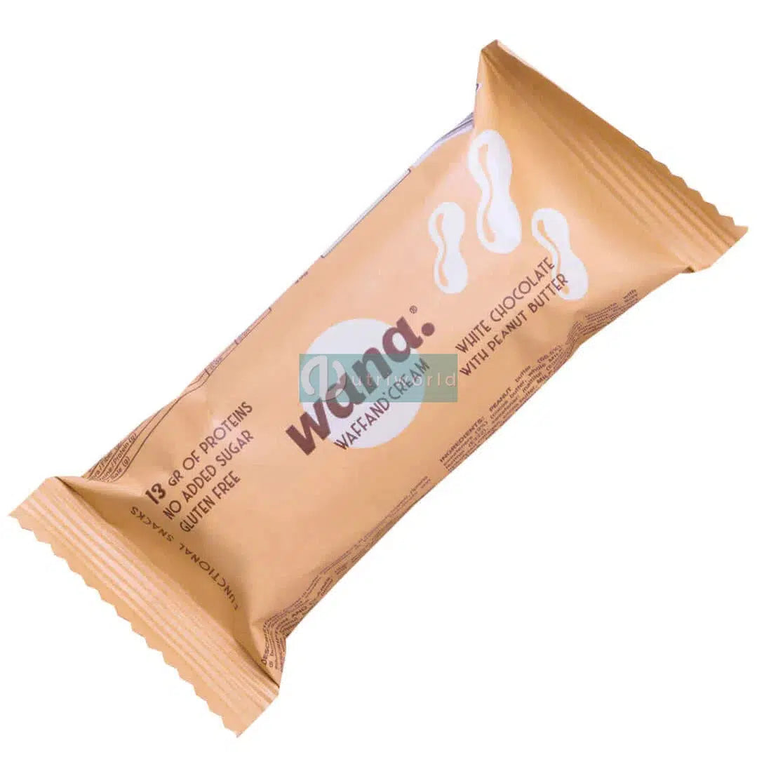Wana Waffand' Cream 43g White Chocolate Peanut Cioccolato Bianco Arachidi Barretta Proteica Wafer Zero Snack Keto-NutriWorld.it