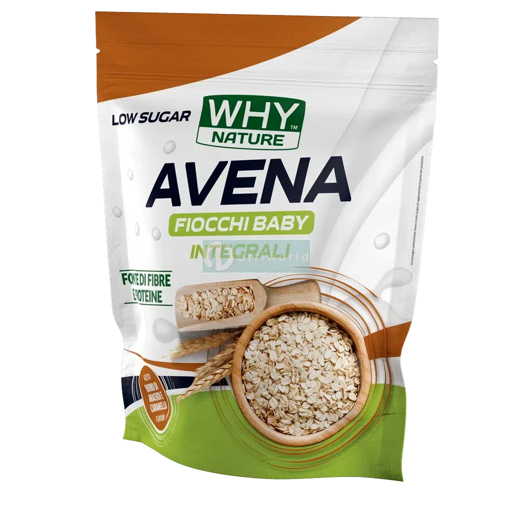 Why Nature Avena Fiocchi Baby 1 kg Burro di Arachidi e Caramello Integrali Ridotti Zuccheri-NutriWorld.it