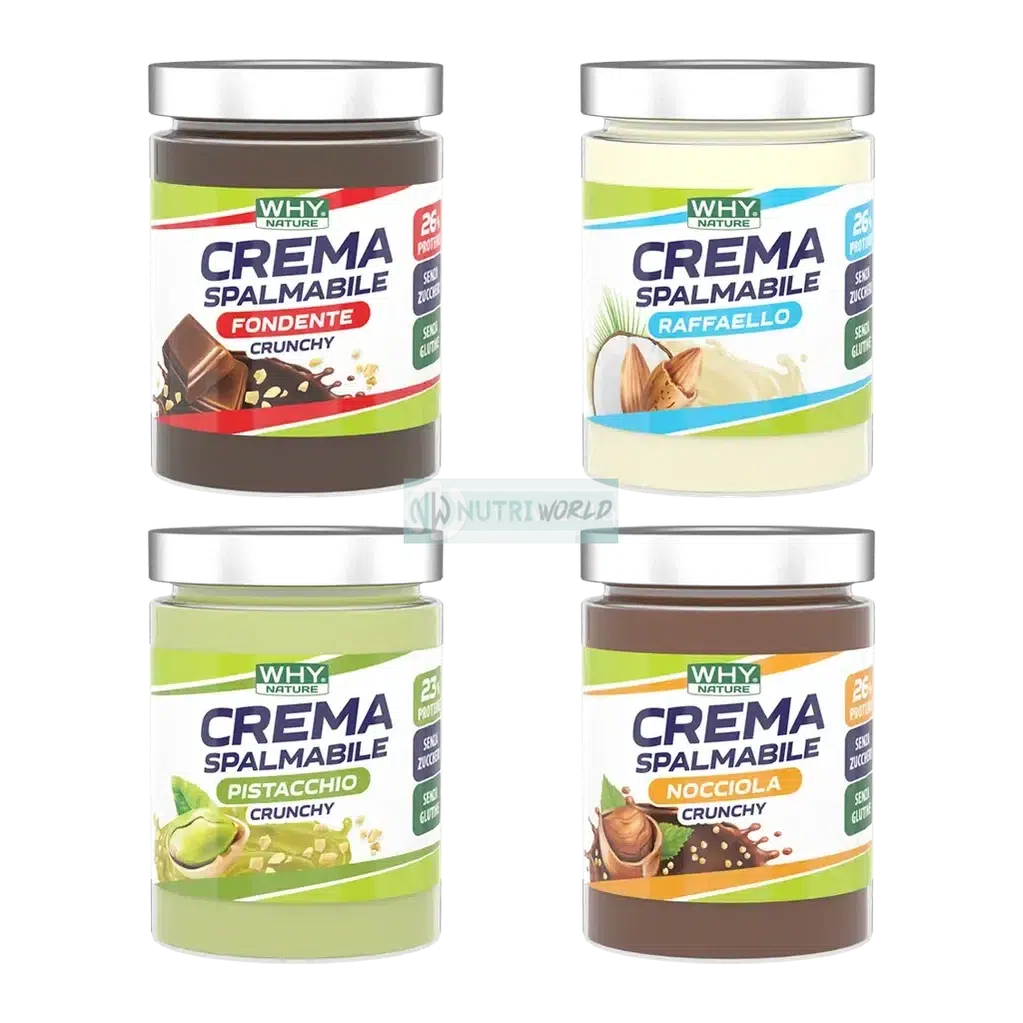 Why Nature Crema Spalmabile 300 g Nocciola Crunchy Proteica Zero per Colazione e Snack-NutriWorld.it