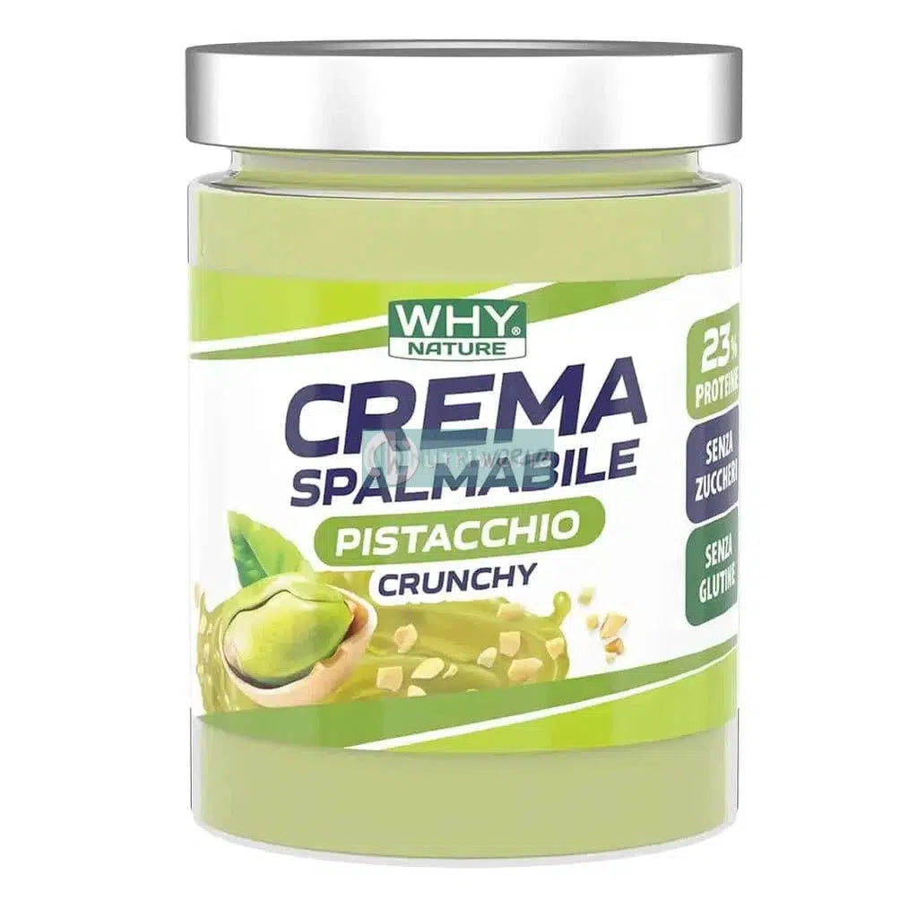 Why Nature Crema Spalmabile Proteica Zero 300 g Pistacchio Crunchy per Colazione e Spuntino-NutriWorld.it