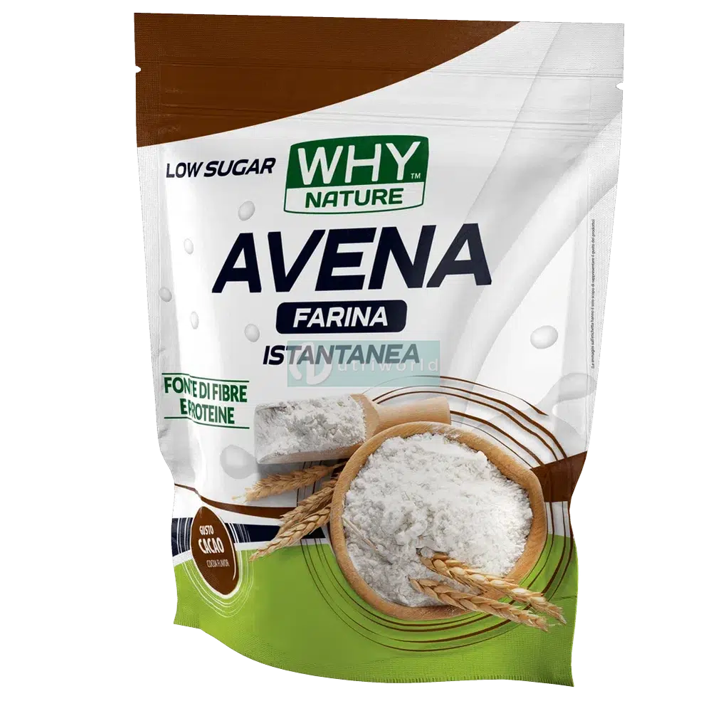 Why Nature Farina D'avena Istantanea 1 Kg Cacao Ricca di Fibre e Proteine Senza Zuccheri-NutriWorld.it