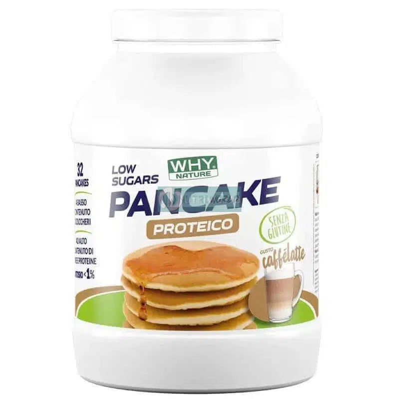 Why Nature Pancake Proteico Low Sugars 800 g Caffelatte in Polvere Senza Glutine per Colazione e Spuntino-NutriWorld.it
