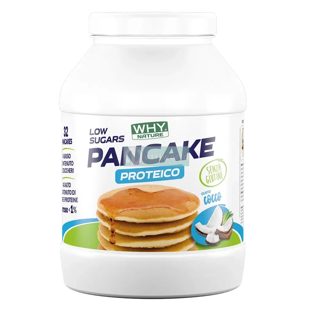Why Nature Pancake Proteico Low Sugars 800 g Cocco in Polvere Senza Glutine per Colazione e Spuntino-NutriWorld.it