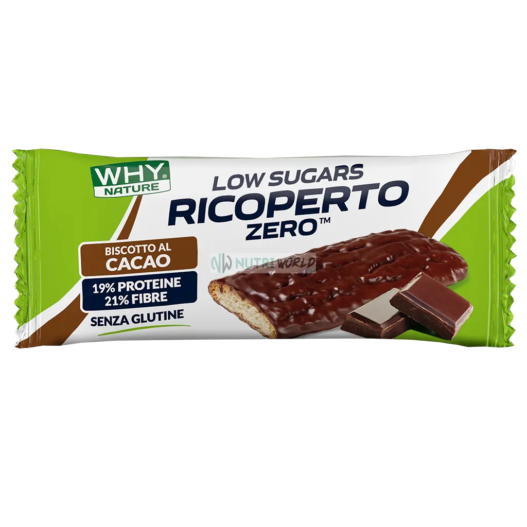 Why Nature Ricoperto Zero 25 gr Cacao Biscotto Proteico Senza Zuccheri per Snack