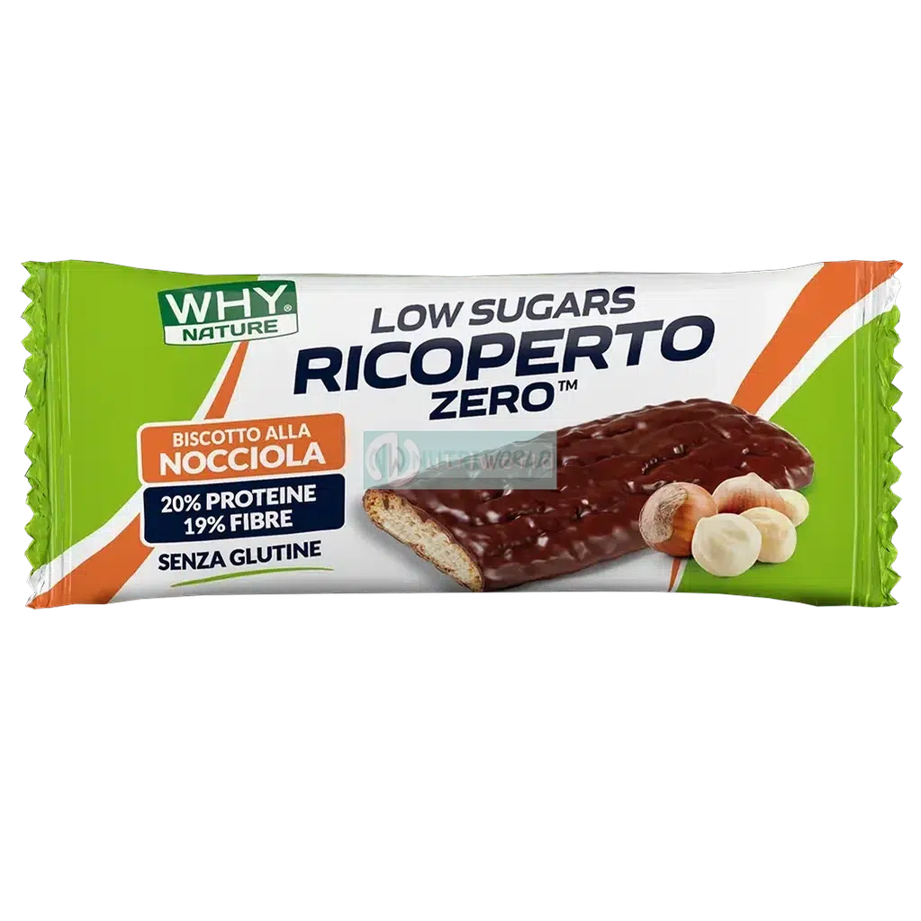 Why Nature Ricoperto Zero 25 gr Nocciola Biscotto Proteico Senza Zuccheri per Snack-NutriWorld.it