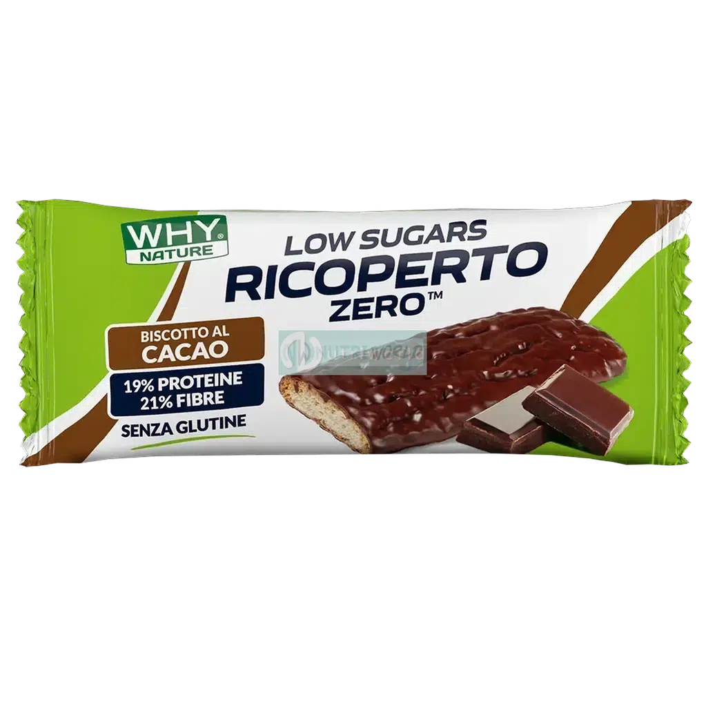 Why Nature Ricoperto Zero 25g Cacao Biscotto Proteico Senza Zuccheri per Snack-NutriWorld.it