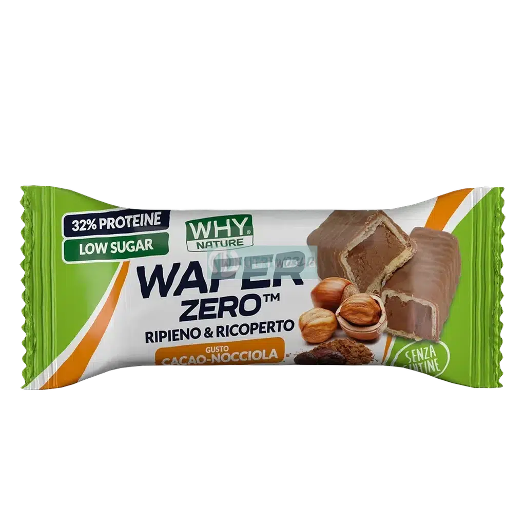 Why Nature Wafer Zero 35g Cacao Nocciola Barretta Cialda Ripiena di Crema Proteica Zero-NutriWorld.it