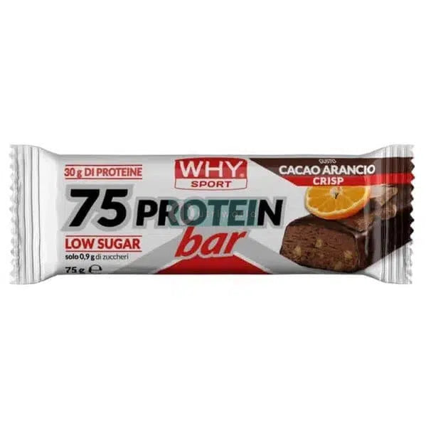 Why Sport 75 Protein Bar 75g Cacao Arancio Crisp Barretta Proteica Ridotti Zuccheri-NutriWorld.it