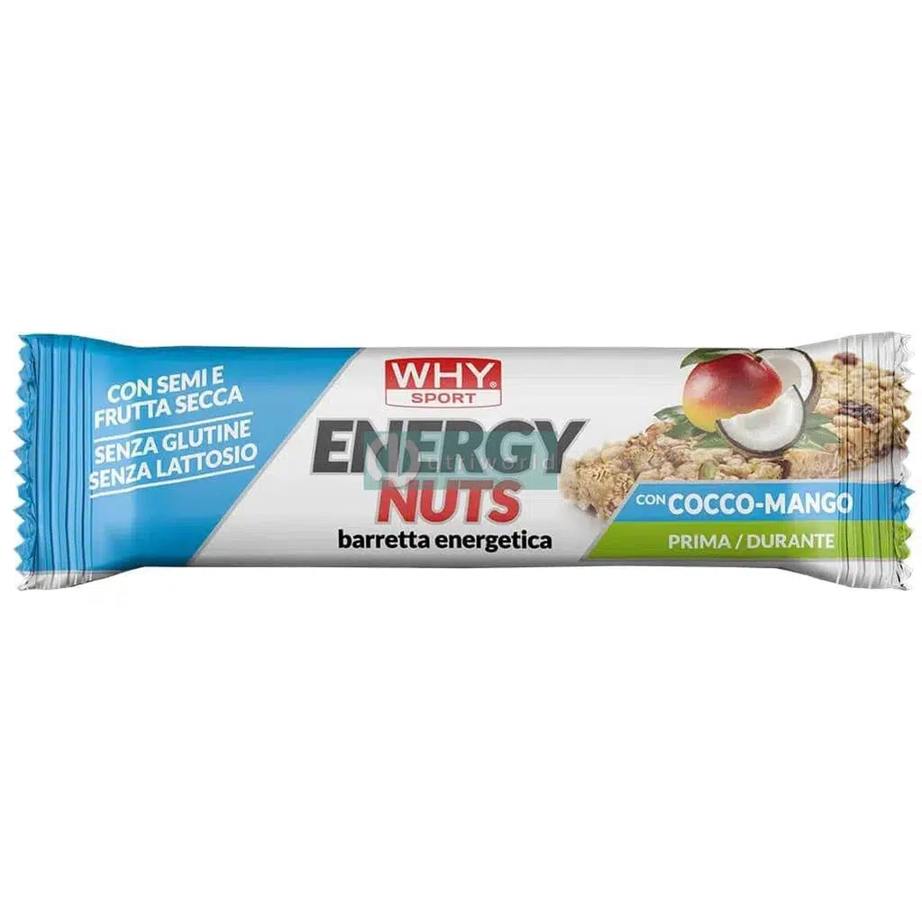 Why Sport Energy Nuts 35g Cocco Mango Barretta Energetica Vegana con Semi e Frutta Secca per Energia e Recupero-NutriWorld.it